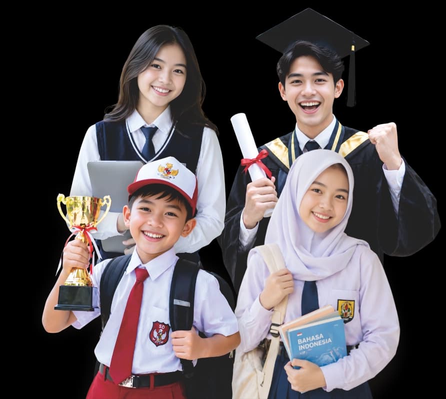 Ilustrasi siswa belajar bersama pengajar di meja belajar